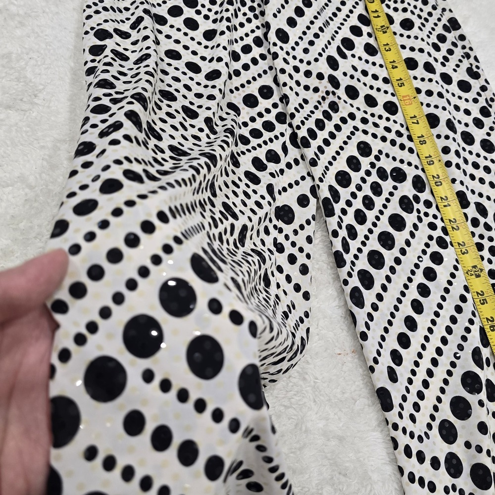 TOWER Vintage 90s Polka‎ Dot Wide Leg Palazzo Pants White Black Sequin Size M - Picture 7 of 13